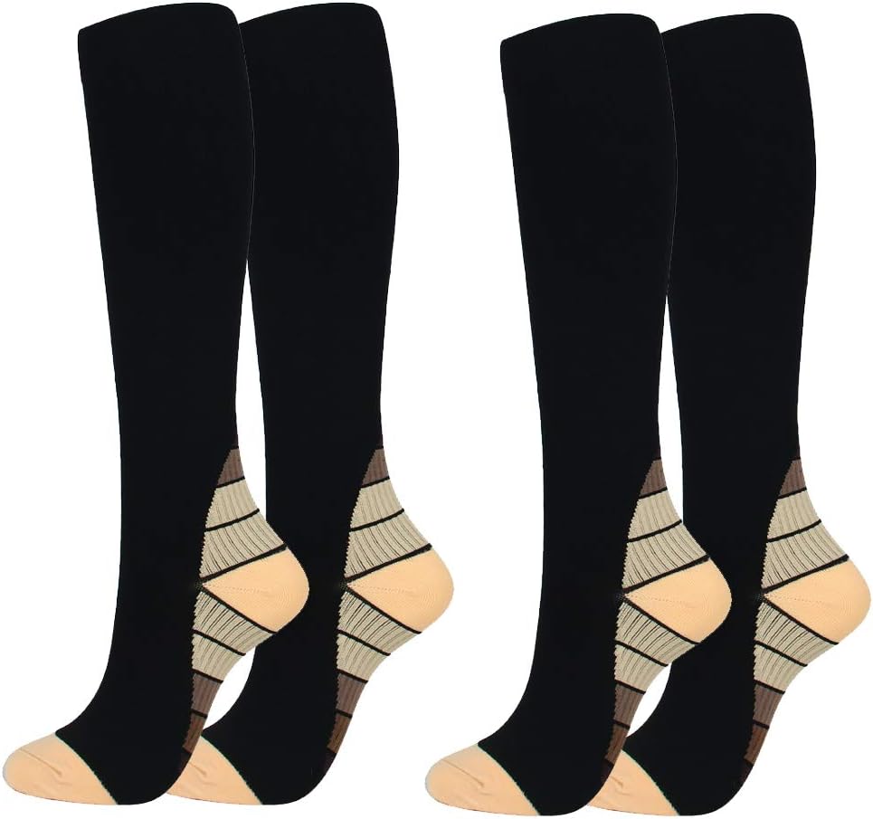 2/7 Pairs Compression Socks Women Men 20-30 mmHg Graduated Athletic Sports Socks