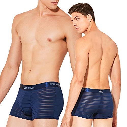 image for Feelvery Men's Mesh Flex-Fit See-Through Line Stretch Short Leg Boxer 