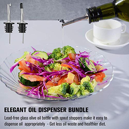 Ruelen Olive Oil Bottle Dispenser with Spouts, 17oz Leakproof Oil