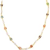 ENGCKSHI Necklace for Women, Dainty Long 14K Gold Y-Shaped Necklace Jewelry Trendy Beaded Layered Chain Drop Necklaces Jewelry Women Gifts