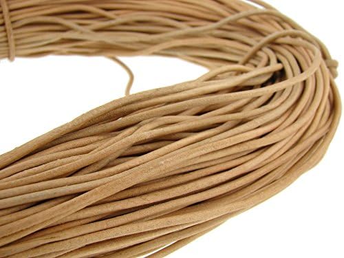 Round leather cord of 3 mm Colour: natural. Length: selectable., natural, 20 metres