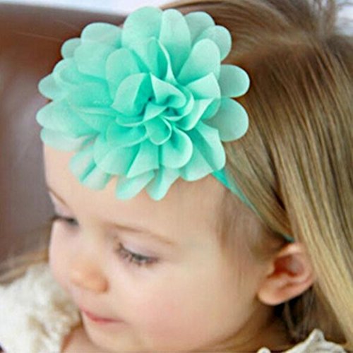 Baby Headbands Turban Knotted, Girl's Hairbands for Newborn,Toddler and Childrens (Chiffon Flower of 12) - Thumbnail 2