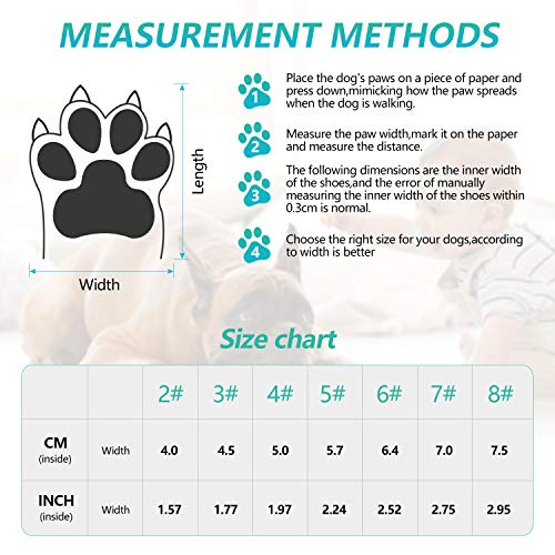 CASLON Dog Boots Waterproof Shoes for Dogs with Reflective Strips Rugged, Anti-Slip Sole Breathable Dog Booties 4PCS (Size 7: 3.1\