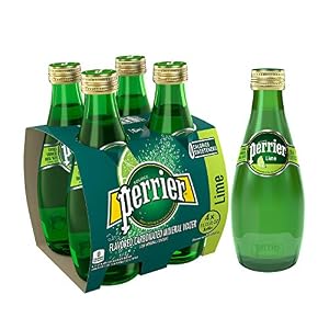 Image of Perrier Lime Flavored Carbonated Mineral Water, 11.15 fl oz. Glass Bottles (4 Count)