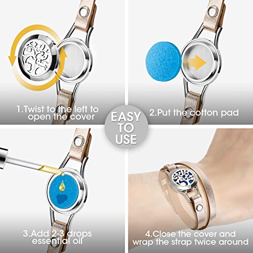 Jack & Rose for Women, Essential Oil Diffuser Bracelet, Tree of Life Jewelry Aromatherapy Bracelets Leather Band with 8… - Image 7