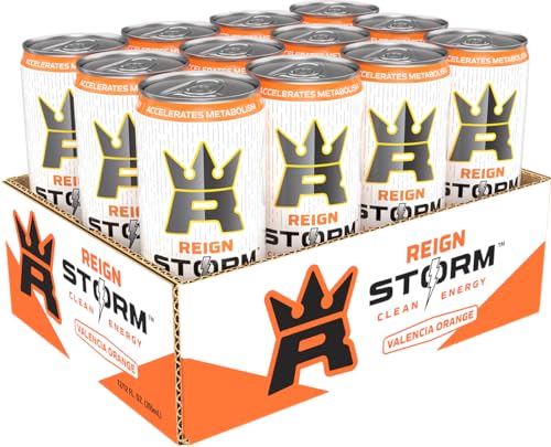 REIGN STORM, VALENCIA ORANGE, FITNESS & WELLNESS ENERGY DRINK, 12 FL OZ (PACK OF 12)