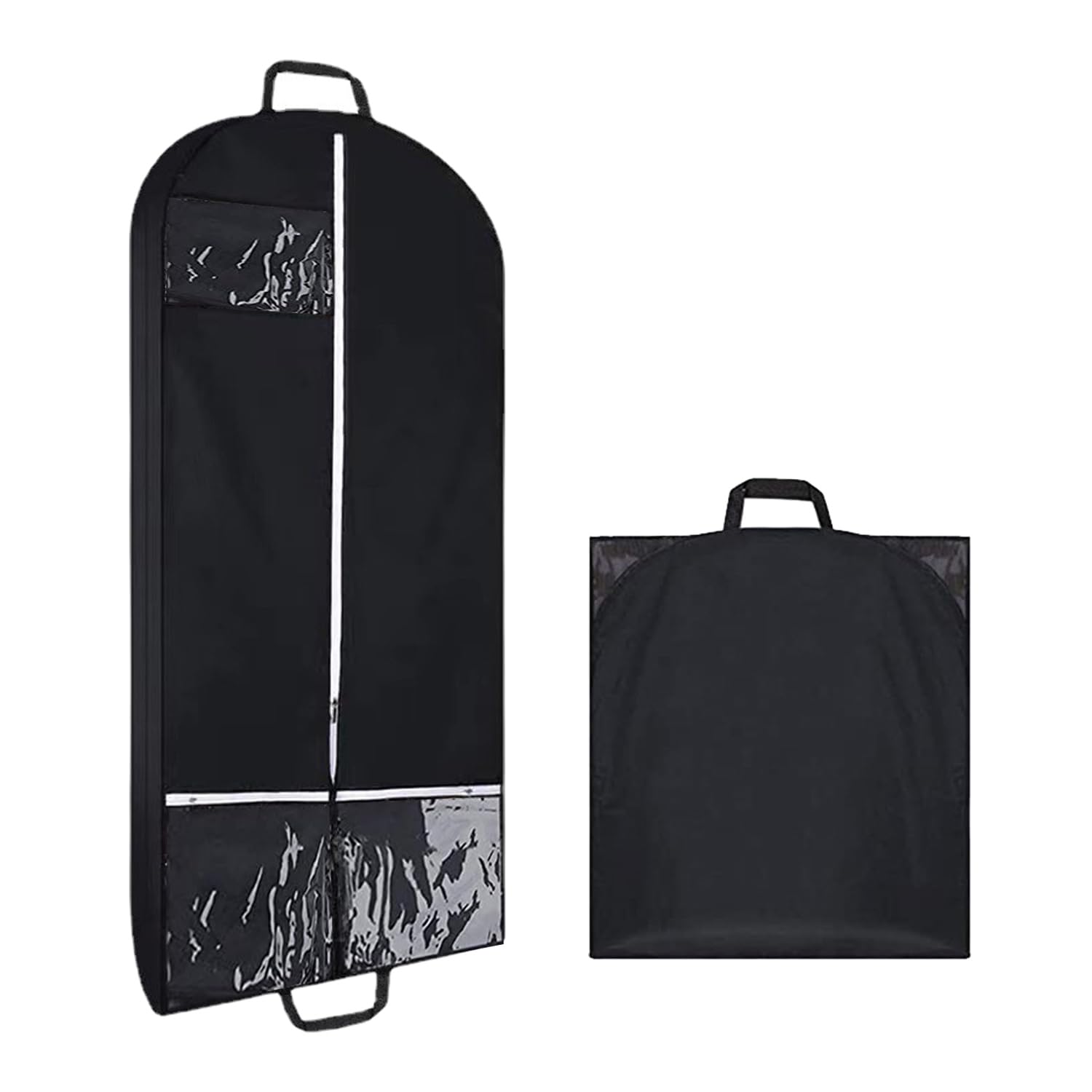 1 Pc Long Dress Protective Bag with 2 Transparent Pockets, Zip Clothing Storage Bag, Clothing Dust Bag, Suit Bag, Suitable for Tuxedos, Skirts (128 * 58cm)