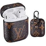 Gemfits Case Compatible with Airpods 1&2,Leather Luxury Elegant Character Design Cover, Girls Ladies Men Women Stylish Fashion Chic Cool Designer Skin Airpod,Cases for Shockproof Air pods Classic Logo