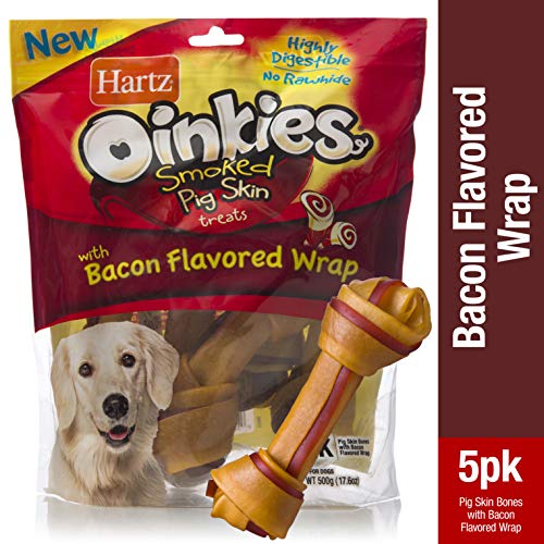 Hartz Oinkies Natural Smoked Pig Skin Bone Bacon Wrapped Dog Treat