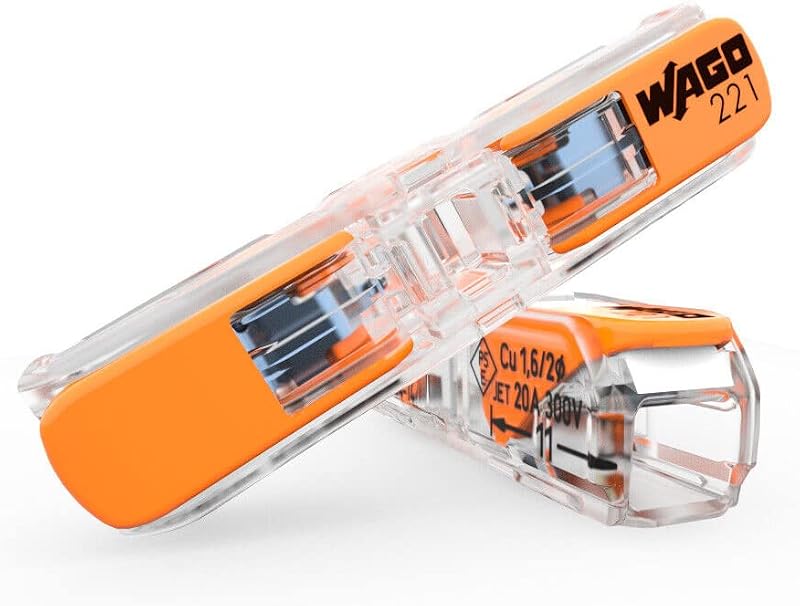 WAGO Inline Splicing Connector with Lever 2-conductor 4 mm² Transparent