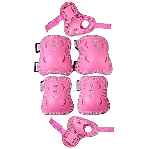 Knee Elbow Pads for Kids, Eruner Roller Skates Knee Pads Scooter Skateboard Elbow Wrist Palm Guards for Boys Girls Cycle, Lovely Pink