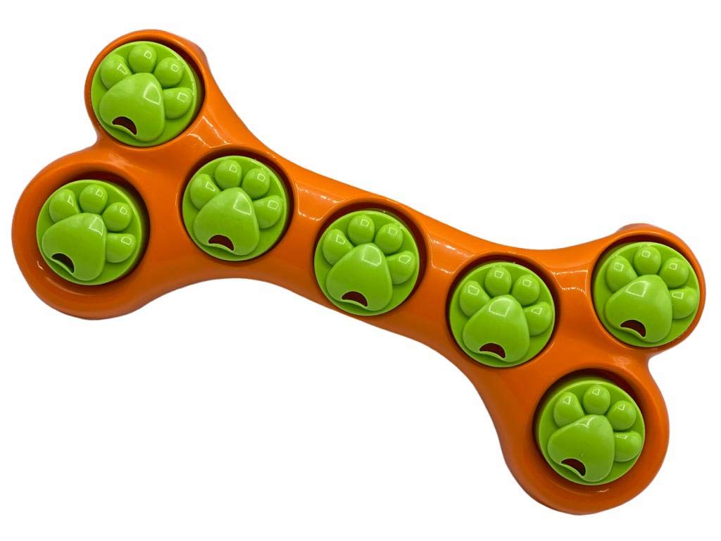 Dog Pet Bone Shape Dog Toys Interactive Puzzle Slow Feeding Dish Toy For Dog and Puppy (ORANGE)