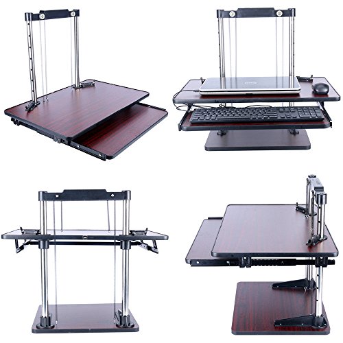Yaekoo Sit-to-Stand Monitor Riser, Height Adjustable Desktop
Workstation -Standing Desk Converts Any Desk or Cube to a Sit / Stand
Up Desk (Perfect for Laptops or Computer Monitors) (Walnut)