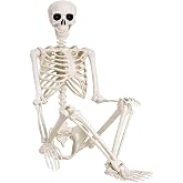 QUSTGO 5.4 ft Halloween Skeleton - Life Size Human Skeleton with Full Body Posable Joints - Spooky Scary Plastic Skeleton for Outdoor Decoration, Halloween Party Decor, Haunted House Props