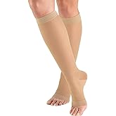 15- 20 mmhg Compression Stockings for Women & Men , Knee High Graduated Open Toe Compression Socks for Varicose Veins, Swelling, Edema, Travel & Flight