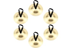Sopcone 6 Pieces Finger Cymbals, Finger Zills for Belly Dance, Brass Hand Cymbals, Finger Dancing Musical Instrument for Danc