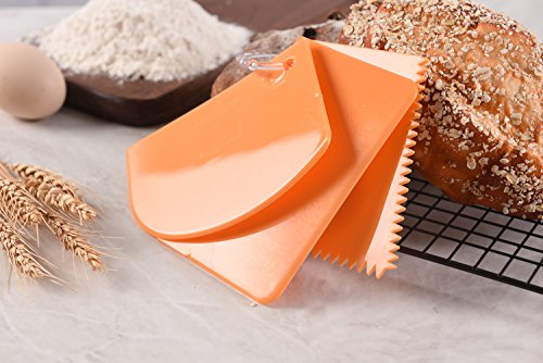 Bakerdream Dough & Bowl Scrapers, Set Of 3 Multipurpose Kitchen Gadgets - Curved Edge & Flat Edge - Thumbnail 4