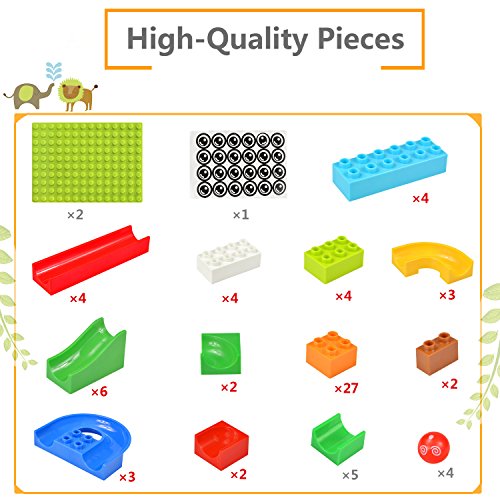 Victostar Marble Run Building Blocks Construction Toys Set Puzzle Race Track for Kids 73 Pieces
