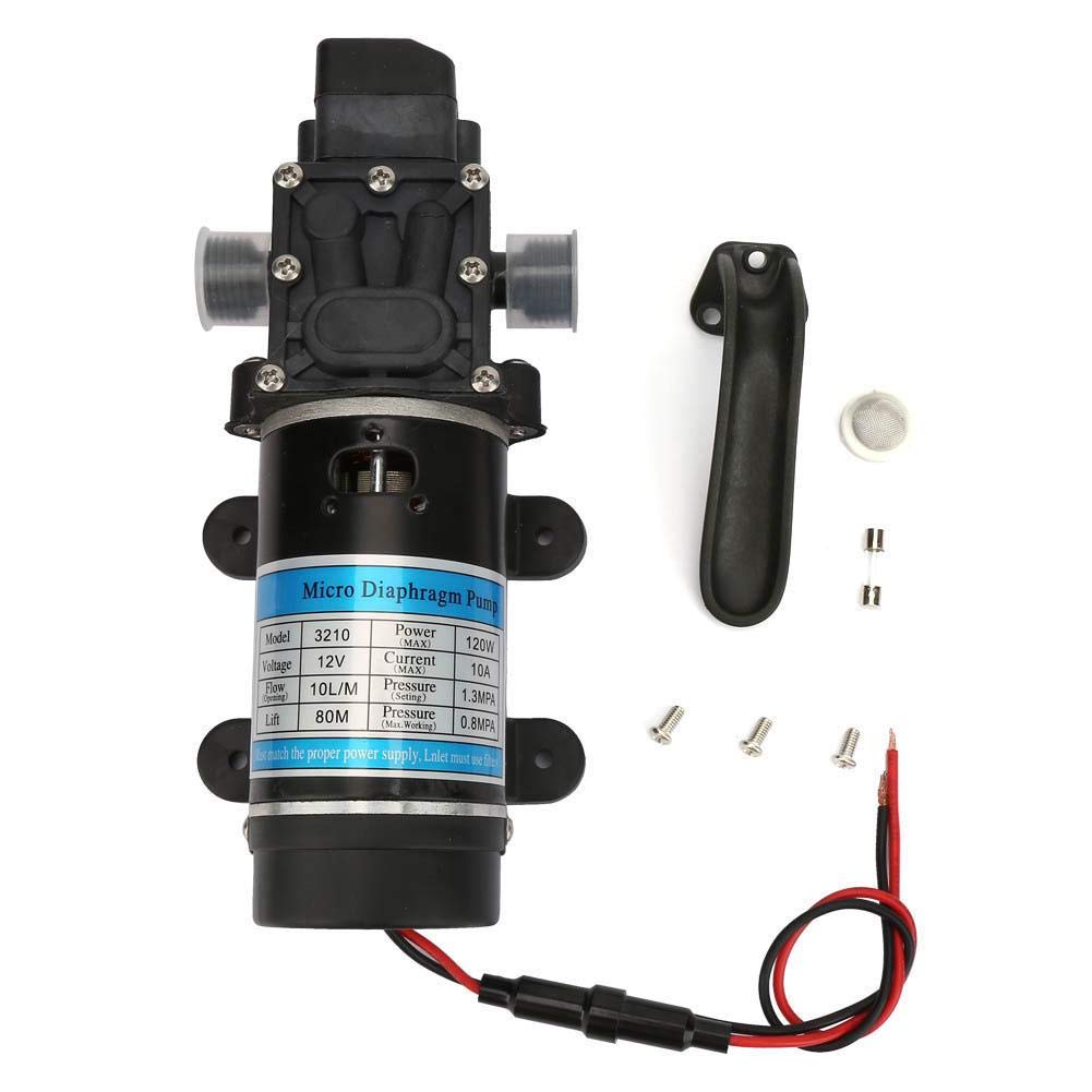 12V Water Pump, 24V 120W Electric 10L/m Self Priming Diaphragm Pump for High Pressure Washer(12V 3210YD-12-120FS)