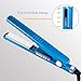 Professional 450°F Nano Titanium Tourmaline Ionic Curling Flat Iron Hair Straightener Straightens holder30 second heat up Hairstyling Iron with Adjustable Temp Instant Heat Up LED Display Blue