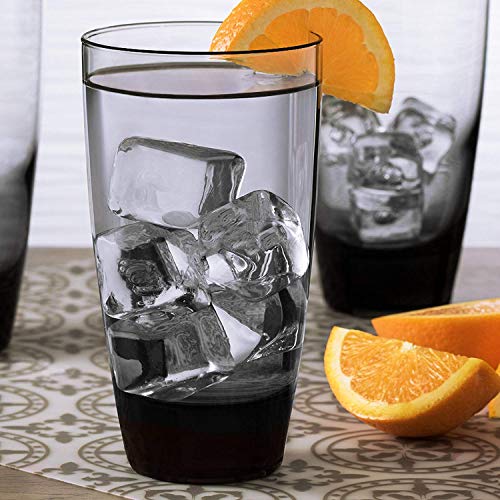 Water Glasses, Highball Glasses, Drinking Glasses Smoke Set of 12-18-oz. USA MADE! LEAD FREE! Thick, Sturdy Base! Heavyweight! Multipurpose! Impressive Glasses For Daily Use & Special Occasions(12)