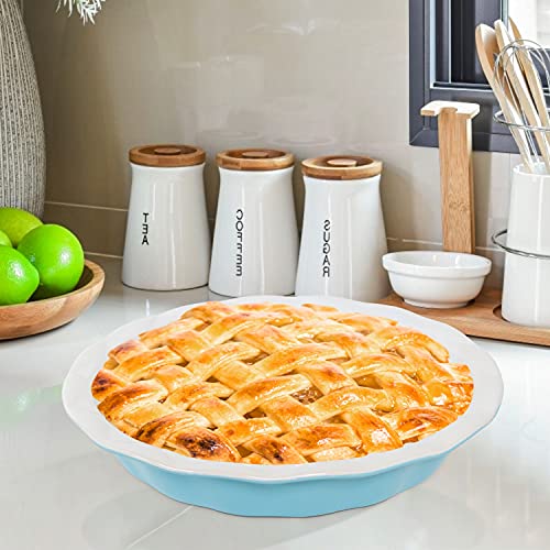 Vumdua Pie Pan 10.8 Inches Ceramic Pie Dish with Ruffled Edge Deep