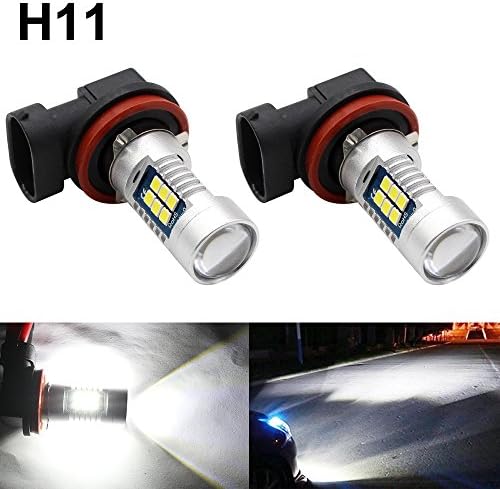 BOODLED 9-30V H8 H16 H11 LED Fog Light Bulbs High Power 3030 21SMD Chipsets 6000~6500K 1800LM LED Bulbs for Fog Lights or DRL Lights.Xenon White.(2-Pack).