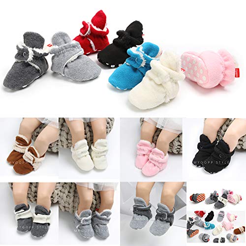 image for SOFMUO Unisex Baby Cozy Fleece Booties with Non Skid Bottom Newborn So