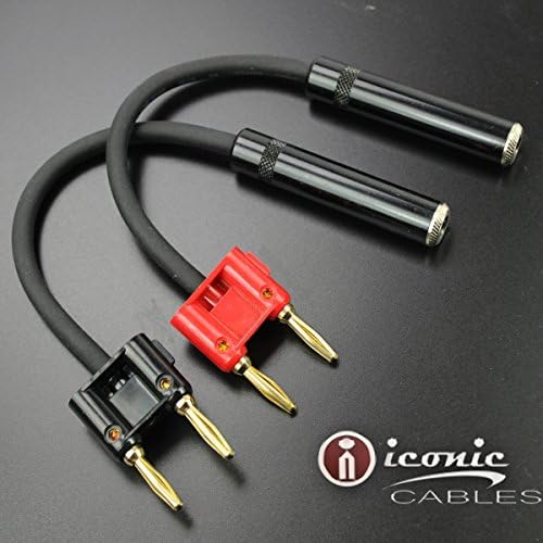 2 pack Banana Plug Male to 1/4" Female TS Adapter Patch Speaker Cable 6"