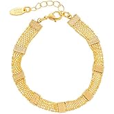 UniLogue French Fashion Retro Vintage Common Luxury Gorgeous Chunky Necklace Unique Personalised Multi Layered Necklace 18K Gold Plated Brass Necklace Bracelet for Women