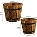 Vtete 2 Pcs Rustic Succulent Small Planter Box Wood Barrels Flower Pot Plant Container Box for 2 Different Sizes