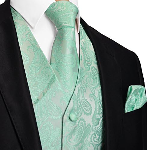 Blue Turquoise Paisley Tuxedo Vest Set