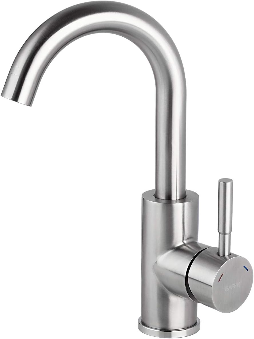 Bar Sink Faucet Brushed Nickel GAPPO Bathroom Faucet Stainless Steel Farmhouse Lavatory Sink Faucet Mixer Small Kitchen Faucet - - 