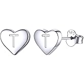 ChicSilver Hypoallergenic 925 Sterling Silver Heart Initial Stud Earrings for Women Sensitive(with Gift Box)