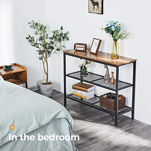 KICODE Console Table Sofa Table Entryway Industrial Side Table with 2 Iron Mesh Storage Shelves for Living Room Corridor and Bedroom - Thumbnail 3