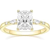 TIGRADE 3CT Engagement Ring for Women Radiant Cut Cubic Zirconia Wedding Band CZ Promise Anniversary Ring Size 3-12.5
