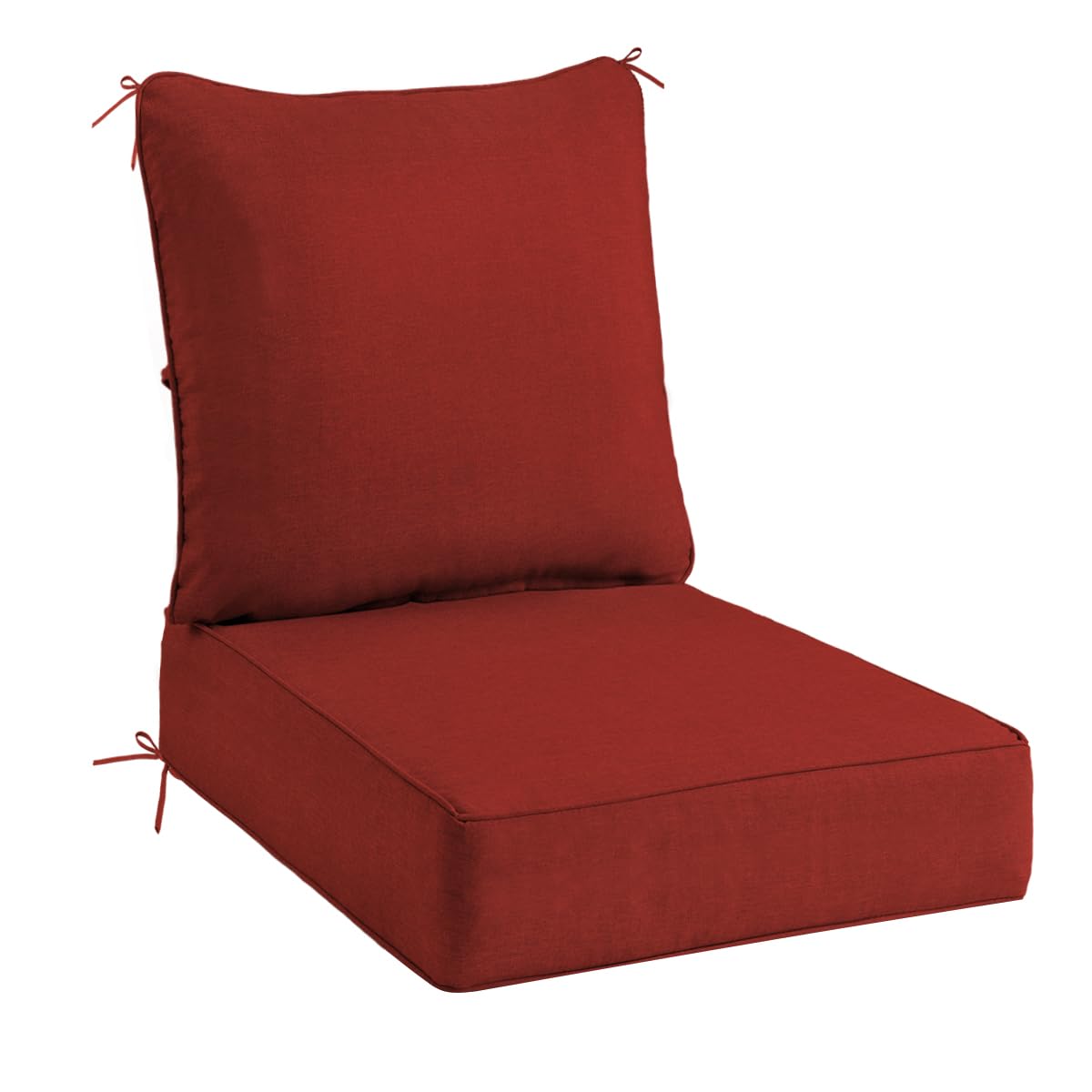 Photo 1 of ***MISSING ONE CUSHION -SELLING AS IS *** Sundale Outdoor Olefin Deep Seat Cushion, Patio Chair Cushion and Pillow, Water-Resistant Sectional Sofa Pad with Straps Red, 23 x 26 x 6 Inches