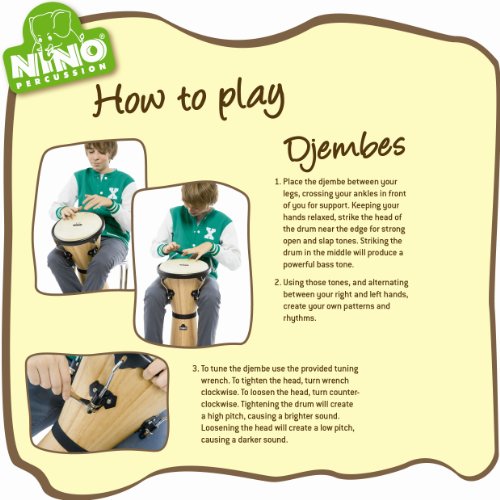 Nino Percussion NINO-ADJ4-S African Style "Moon Rhythm Series" Rope Tuned Djembe, Small