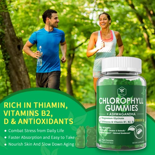 Chlorophyll Gummies 200mg, with Ashwagandha, Magnesium Glycinate, Fiber