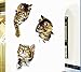 3D Three Black Cats Design Art Peel & Stick Wall Stickers DIY Vinyl Wall Decals Applique for Home Stairway Decor Baseboard
