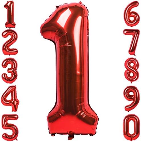 1973 OI 40 Inch Giant Number Balloons Red Mylar Foil Large Number 1 Big Helium Balloon Birthday Party Decoration