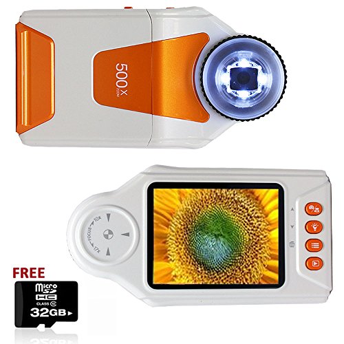 Indigi Digital Mobile Handheld Magnifier Microscope 500x ZOOM 2.7" Color LCD Free 32GB