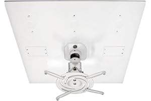 Amer Mounts AMRDCP100KIT Universal Adjustable 2 x 2 feet Drop Ceiling Projector Mount, Suspended Drop-in Ceiling Projection Mounting Kit, White