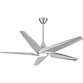 MINKA-AIRE F638L-BN/SL Switch 60" 5-Blade LED Smart Dual Mount Ceiling Fan - Brushed Nickel and Silver Finish Blades with Etc