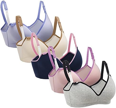 Nursing Bra,5Pack Women's Maternity Breastfeeding Bra Wireless Sleeping Bralette with Extenders