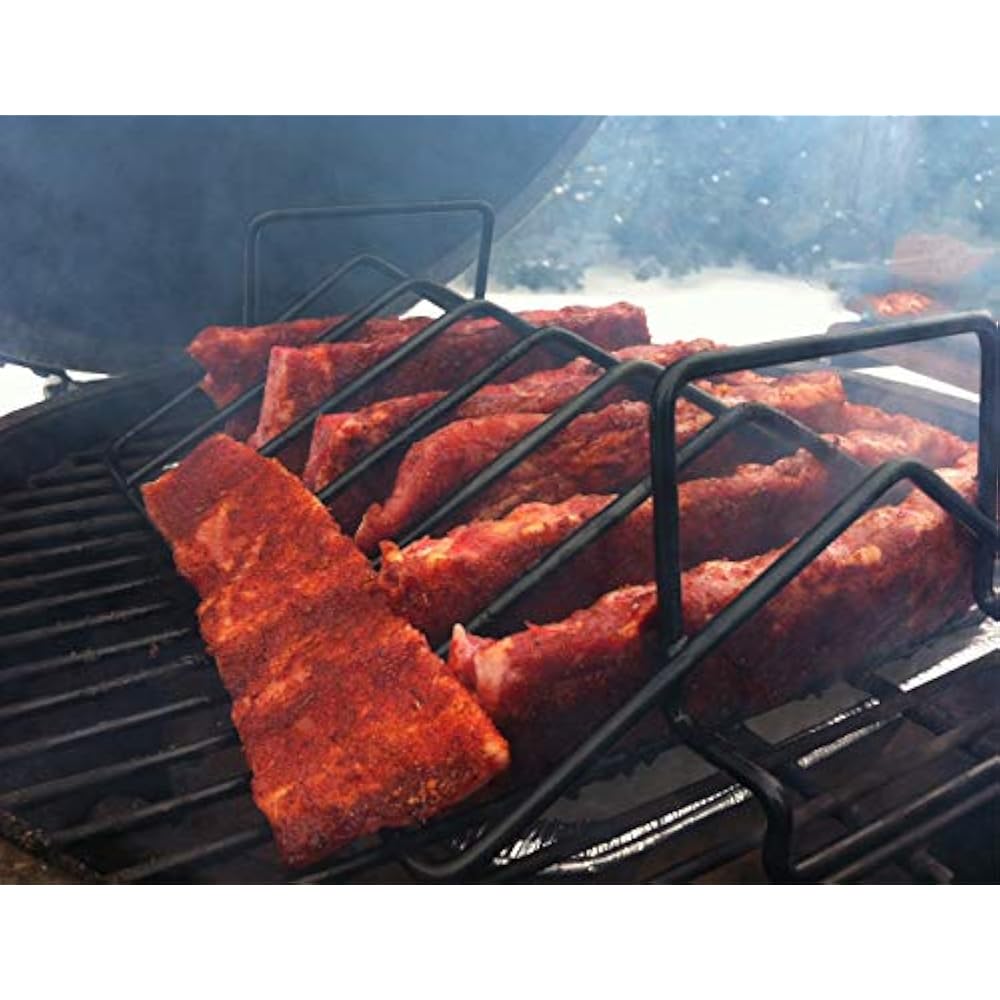 BBQ Rib Racks For Smoking And Grilling, Roast Dual Purpose Fit Big