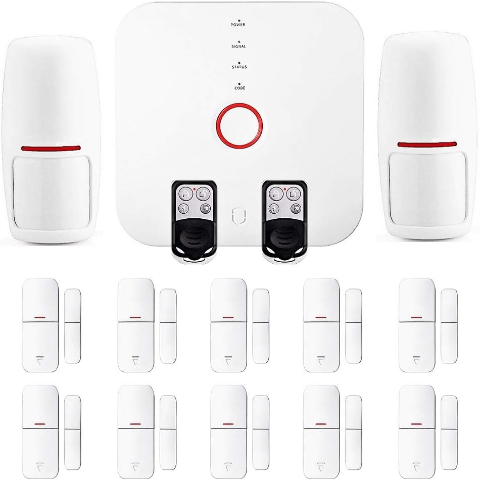 Smart Wi-Fi Alarm System Deluxe Kit with Wireless Door/Window Sensors, Motion Detectors, Remotes and Smartphone Control - Easy DIY Home Security with Free App and No Fees