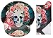 Vintage Sugar Skull Ergonomic Design Girly Cute Mouse Pad with Wrist Rest Hand Support. Round Large Mousing Area. Matching Microfiber Cleaning Cloth for Glasses & Screens. Great for Gaming & Work