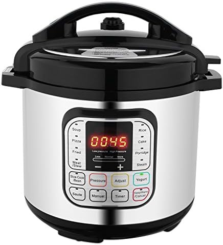 Flagup 7 in 1 Intelligent Electric Programmable Pressure Cooker, 6 Litre, 1000 W, Brushed Stainless Steel/Black