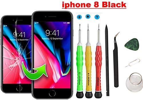 Compatible with iPhone 8 Screen Replacement 4.7 inch (Black), YRYK LCD Digitizer Touch Screen Assembly Set with 3D Touch, Repair Tools and Professional Replacement Manual Includ (8 Black)